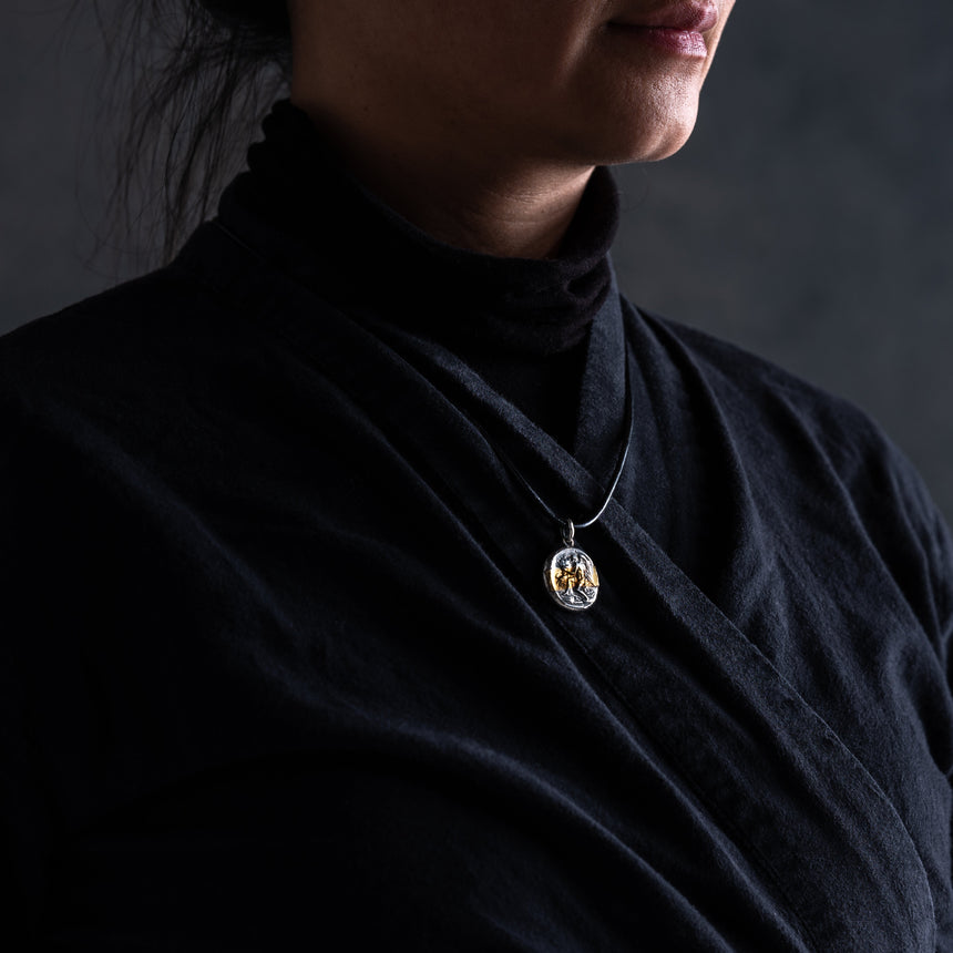 Olithica - Silver and Gold Chronus Pendant Silver Pendant Necklace Day in the Life Gallery