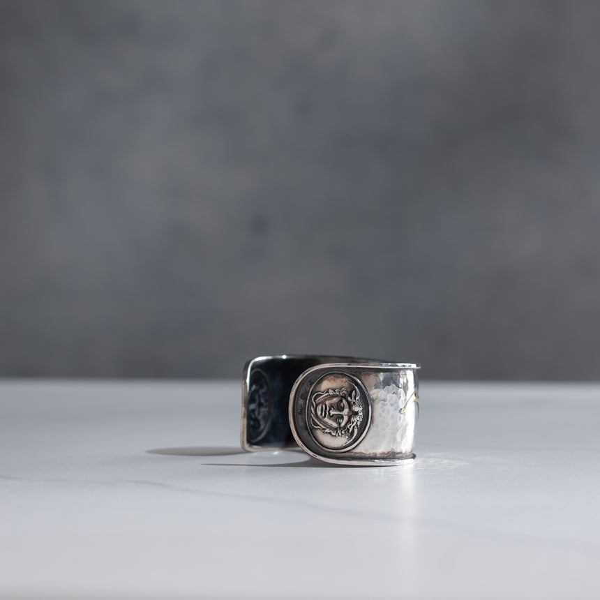 Olithica - Silver and Gold Medusa Cuff Silver Cuff Day in the Life Gallery
