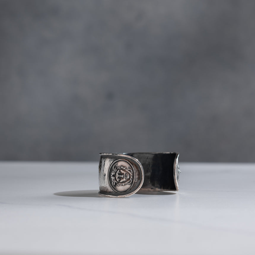 Olithica - Silver and Gold Medusa Cuff Silver Cuff Day in the Life Gallery