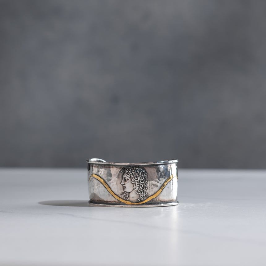 Olithica - Silver and Gold Medusa Cuff Silver Cuff Day in the Life Gallery