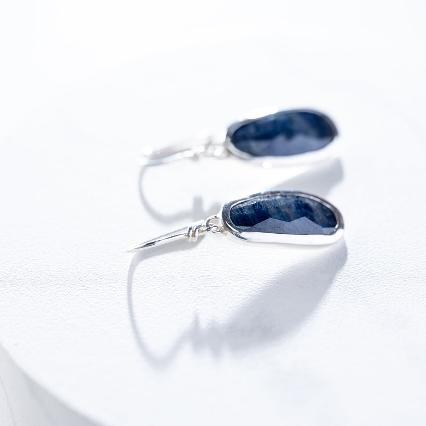 Sara Thompson - Blue Oval Sapphire Earrings Earring Day in the Life Gallery