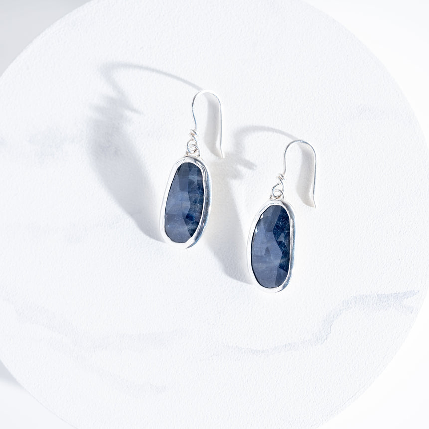 Sara Thompson - Blue Oval Sapphire Earrings Earring Day in the Life Gallery
