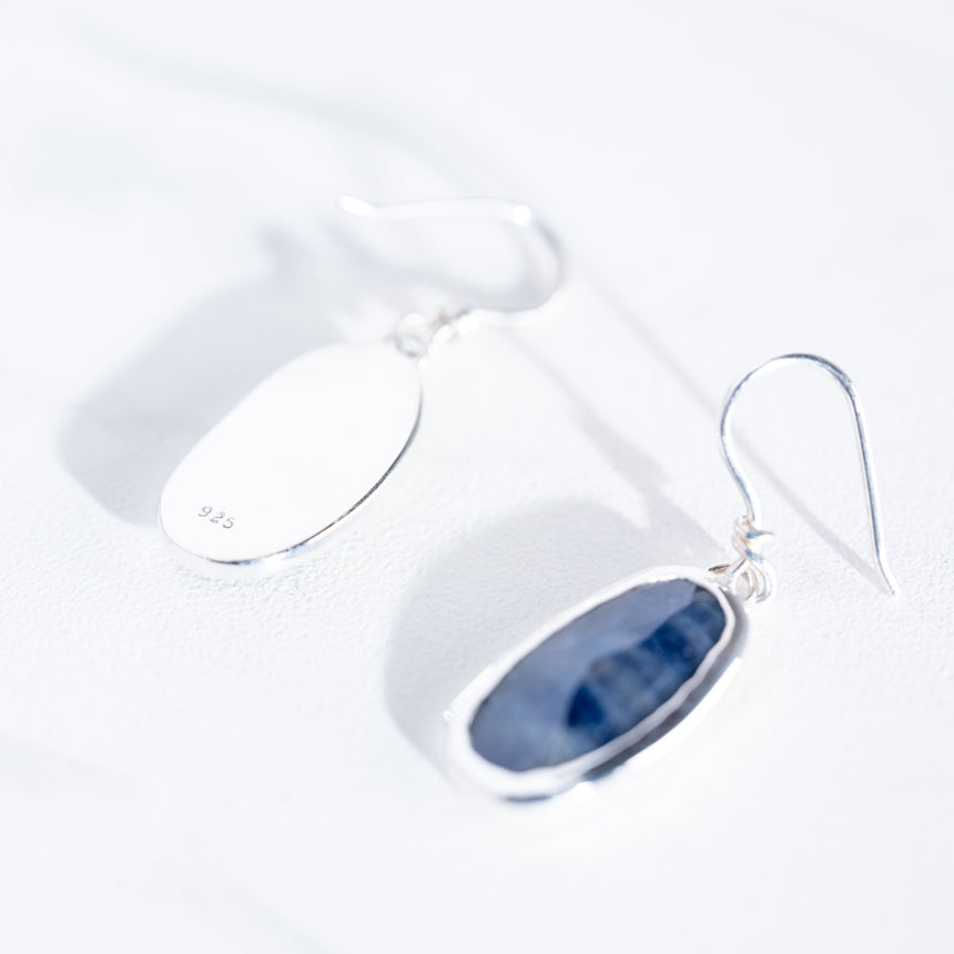 Sara Thompson - Blue Oval Sapphire Earrings Earring Day in the Life Gallery