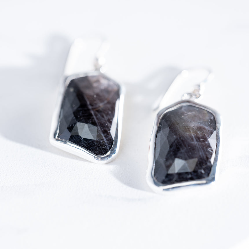 Sara Thompson - Large Grey Sapphire Earrings Earring Day in the Life Gallery