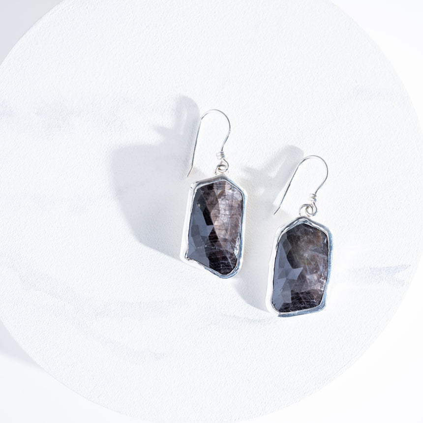 Sara Thompson - Large Grey Sapphire Earrings Earring Day in the Life Gallery