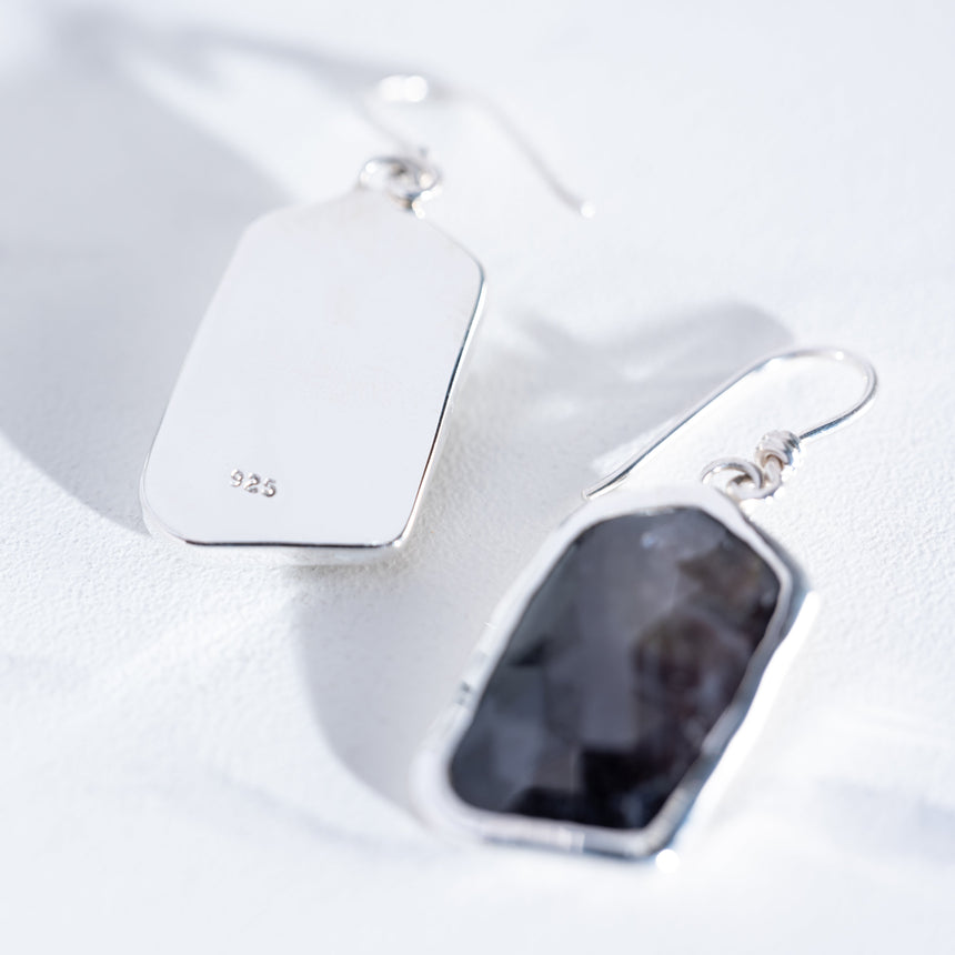 Sara Thompson - Large Grey Sapphire Earrings Earring Day in the Life Gallery