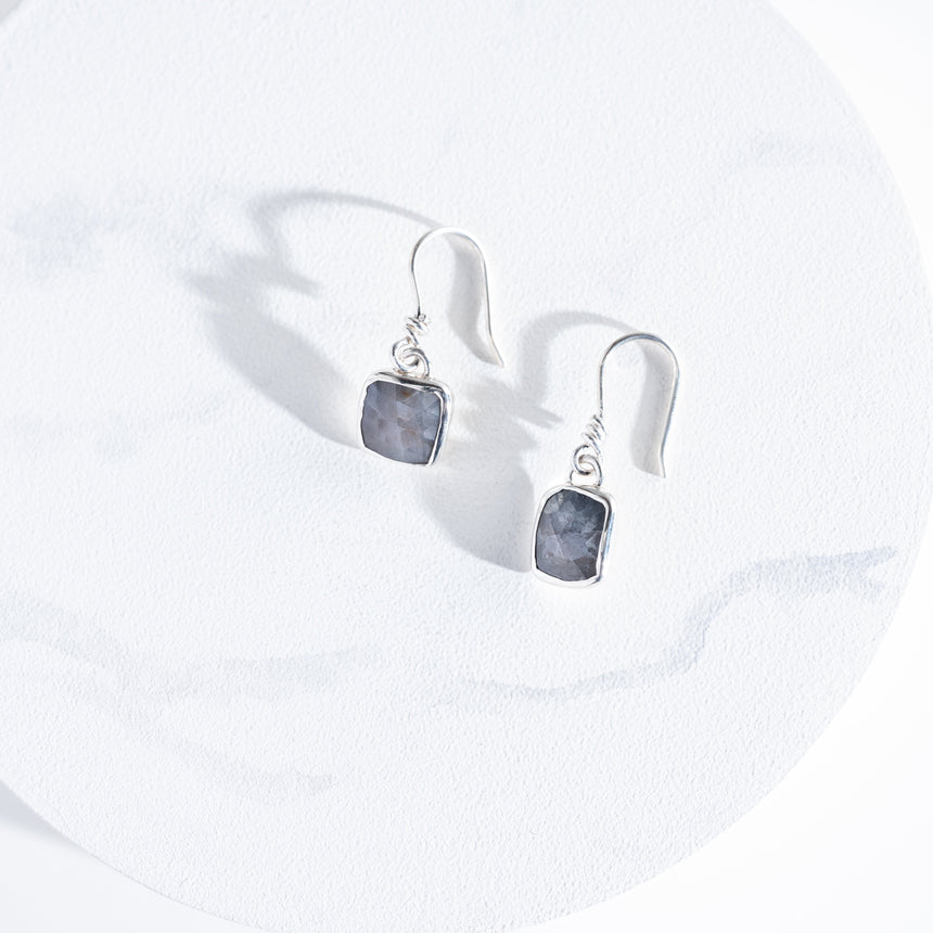 Sara Thompson - Light Grey Sapphire Earrings Earring Day in the Life Gallery
