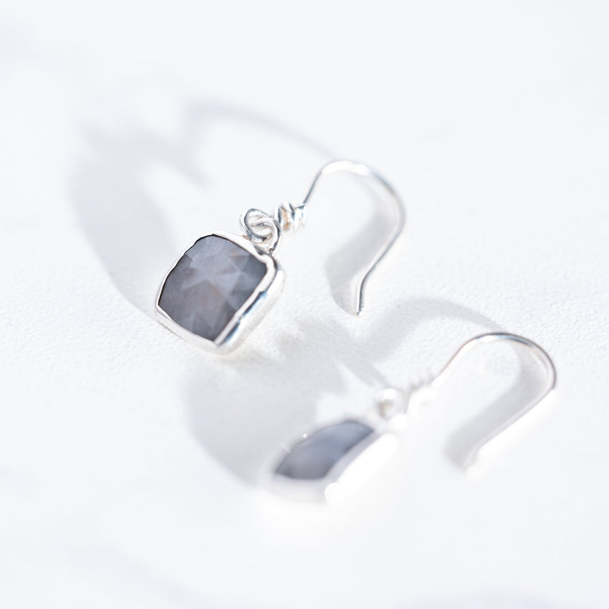 Sara Thompson - Light Grey Sapphire Earrings Earring Day in the Life Gallery