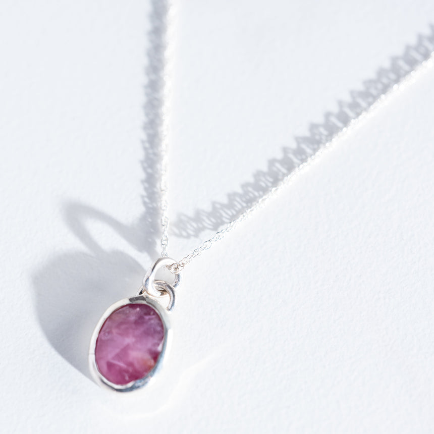 Sara Thompson - Oval Pink Sapphire Necklace Necklace Day in the Life Gallery