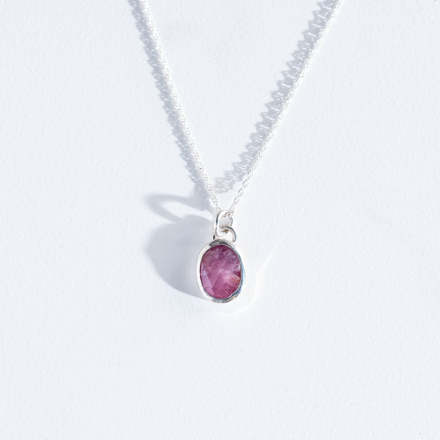 Sara Thompson - Oval Pink Sapphire Necklace Necklace Day in the Life Gallery