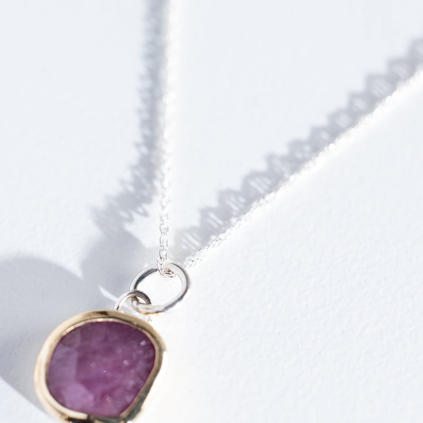 Sara Thompson - Round Pink Sapphire Necklace Necklace Day in the Life Gallery