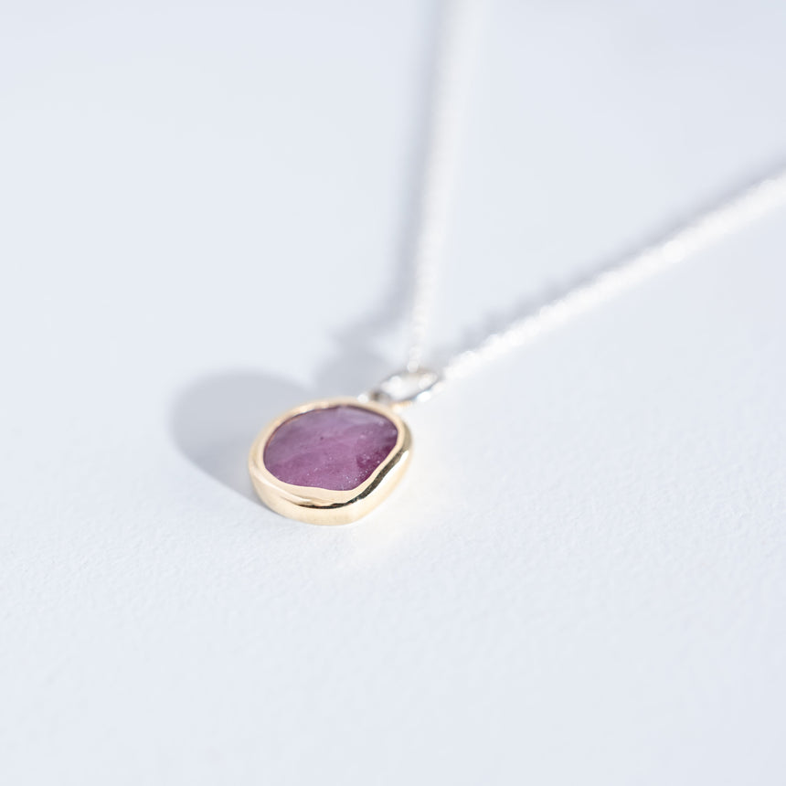 Sara Thompson - Round Pink Sapphire Necklace Necklace Day in the Life Gallery