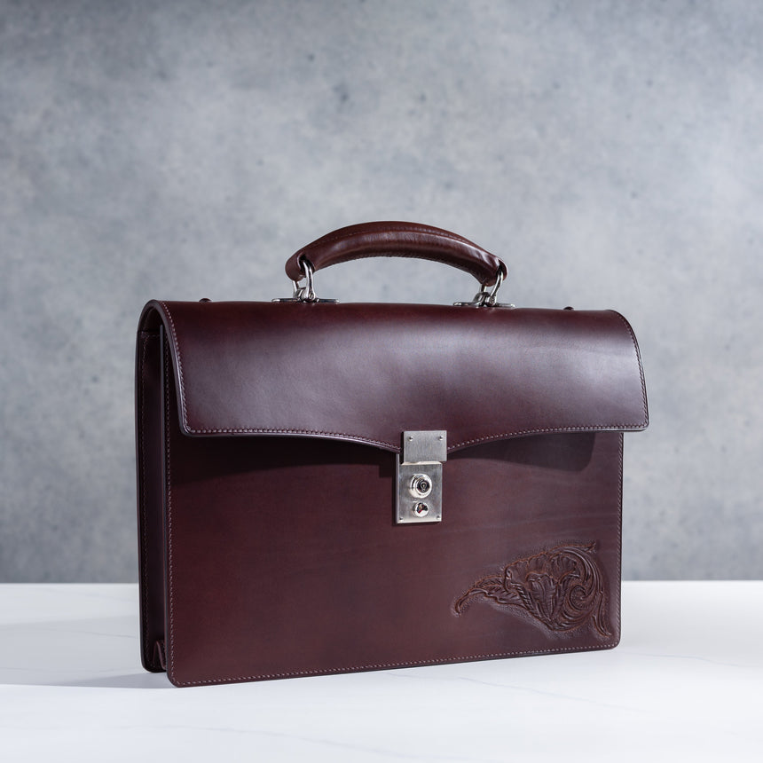 Takeshi Yonezawa - Handtooled Leather Briefcase Briefcase Day in the Life Gallery 