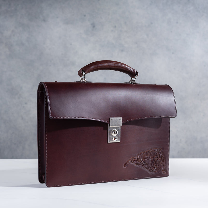 Takeshi Yonezawa - Handtooled Leather Briefcase Briefcase Day in the Life Gallery