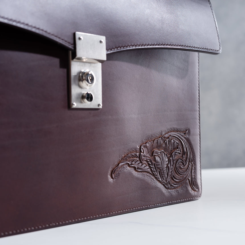 Takeshi Yonezawa - Handtooled Leather Briefcase Briefcase Day in the Life Gallery