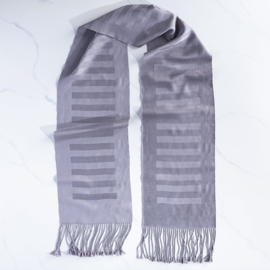 Tom Poirier - Handwoven Grey Scarf Scarf Day in the Life Gallery