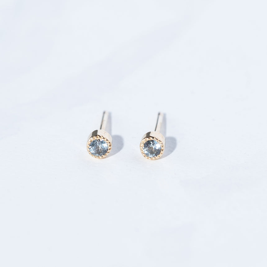 Alice Son - Sapphire Millgrain Studs (2.5mm Blue Sapphires) Earrings Day in the Life Gallery 