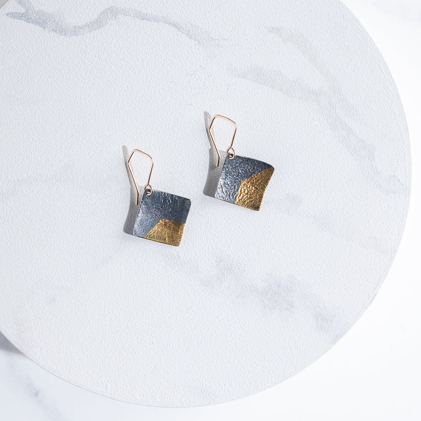 Ashley May - Bi-metal Small Square Shift Earrings Earring Day in the Life Gallery 