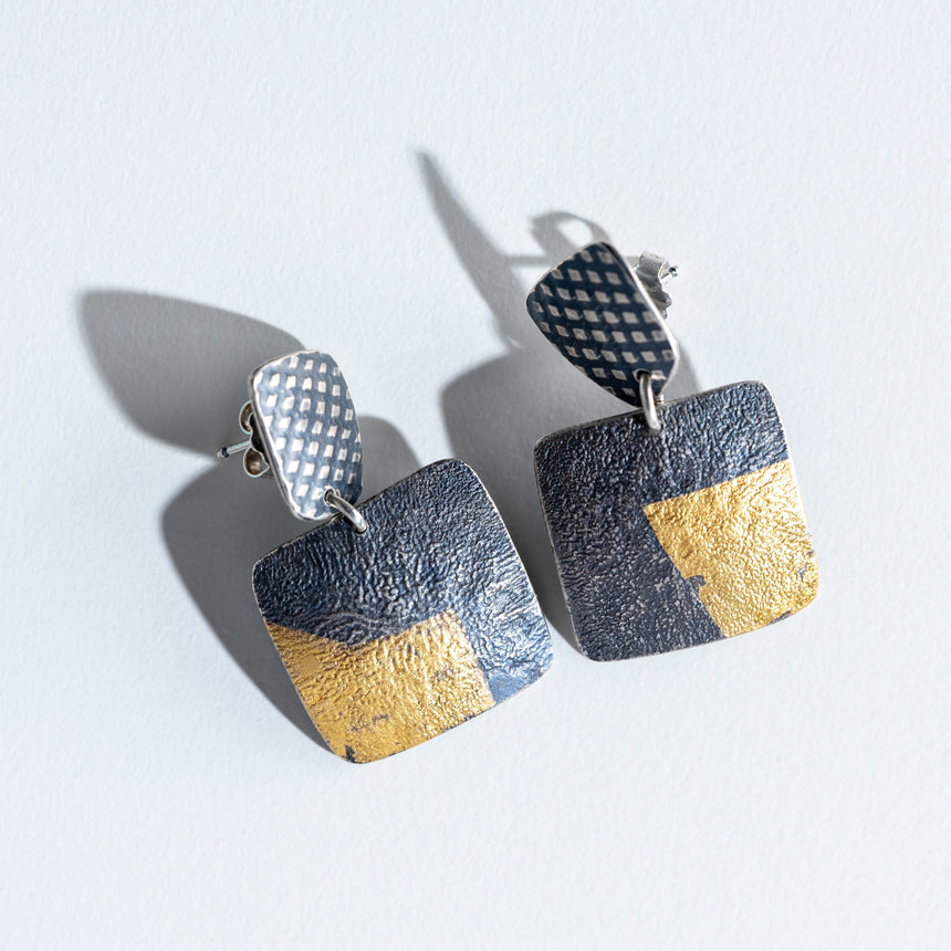 Ashley May - Black & Gold Post Earrings Earring Day in the Life Gallery 