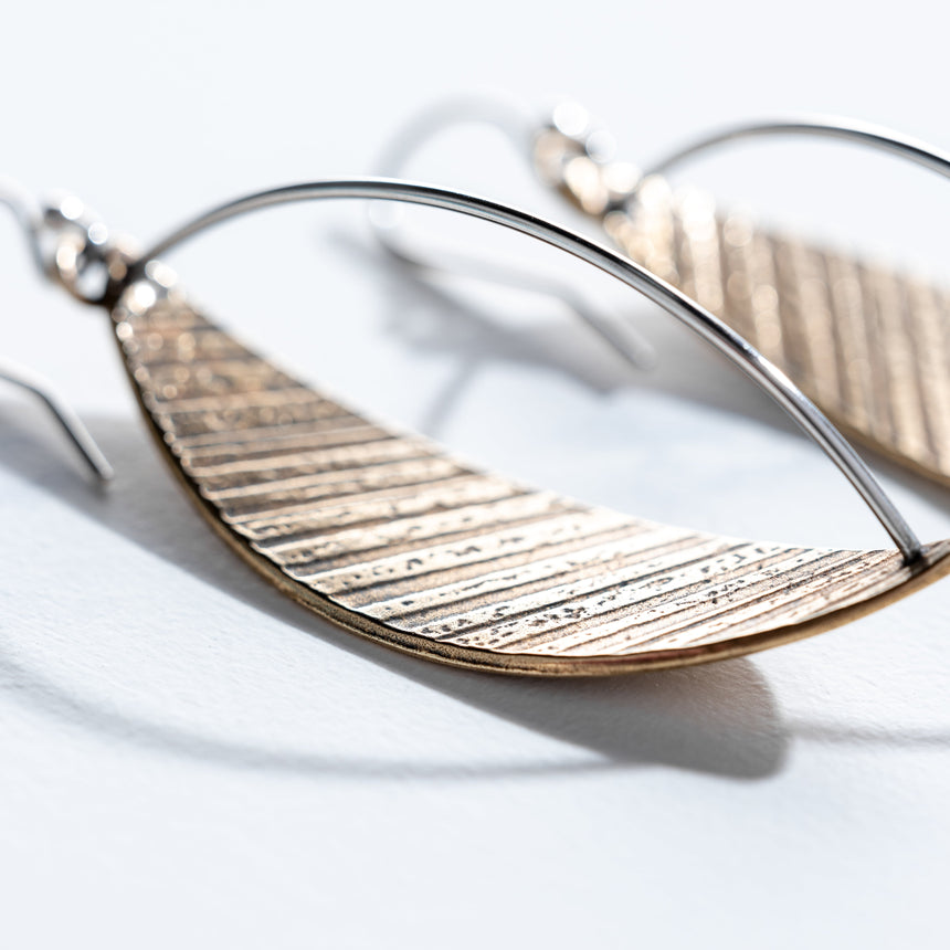 Ashley May - Brass Dimensional Arc Earrings Earring Day in the Life Gallery 