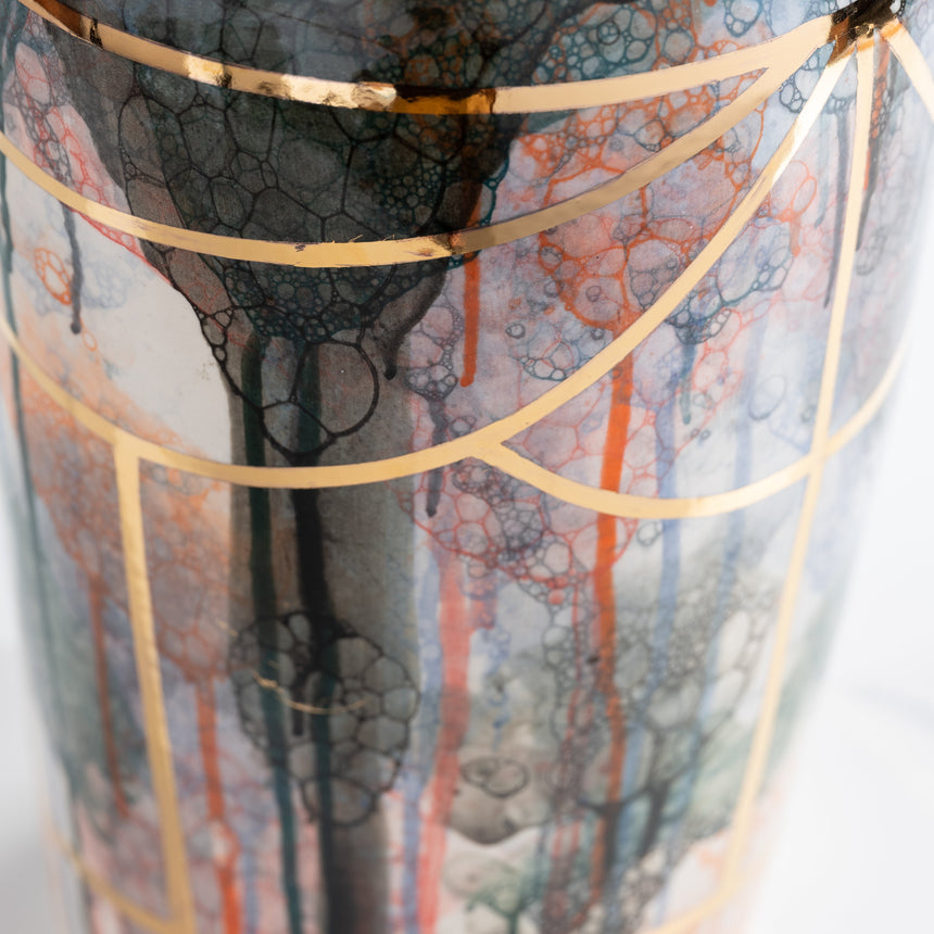 Brad Lamoureux - Colorful Vessel with Gold #5 Ceramic Vessel Day in the Life Gallery 