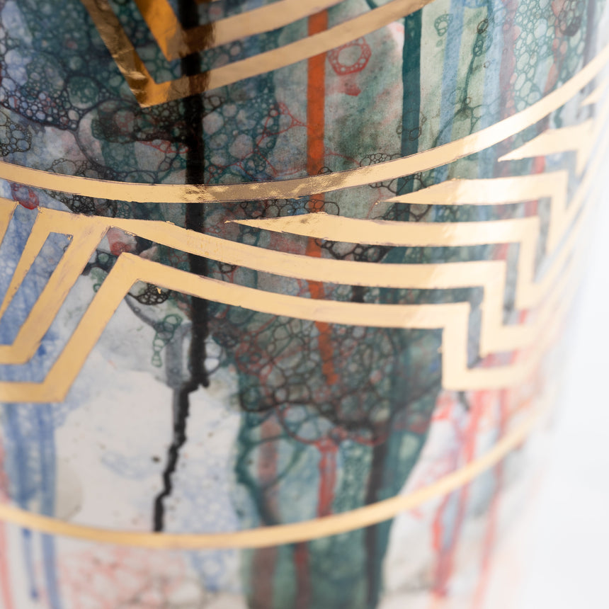 Brad Lamoureux - Colorful Vessel with Gold #6 Ceramic Vessel Day in the Life Gallery 