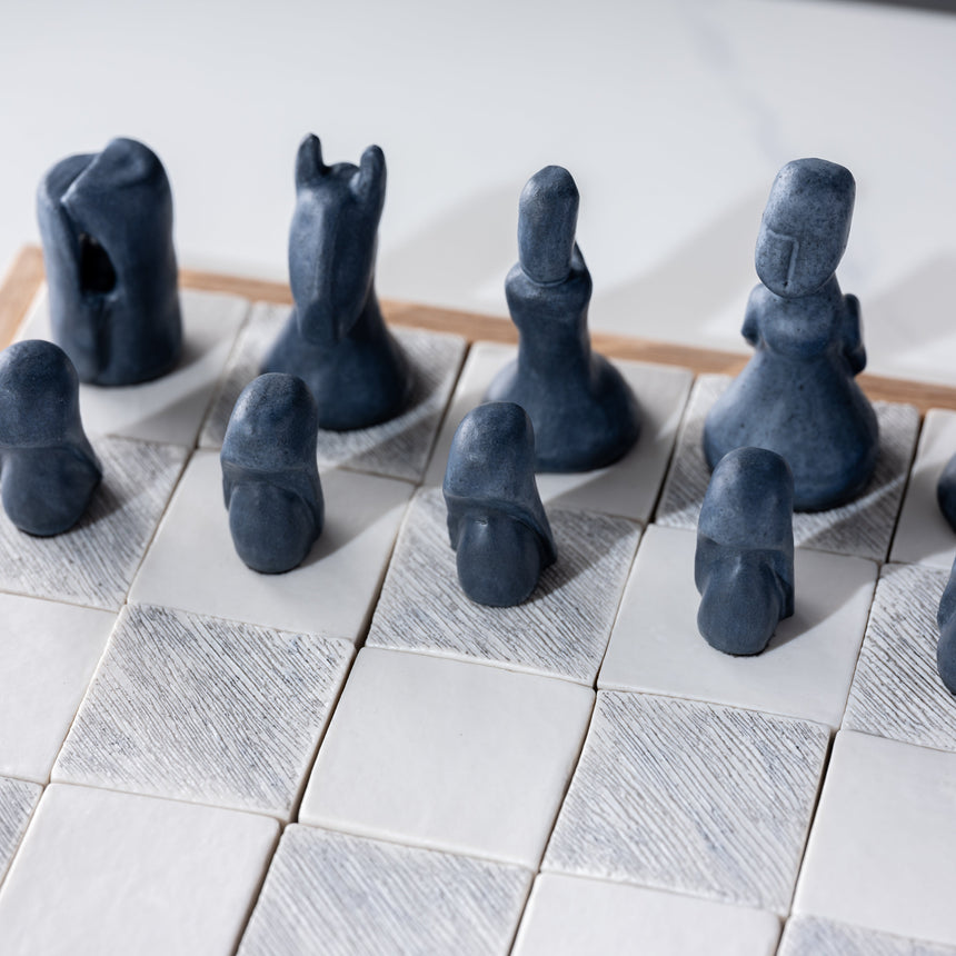 Jenny Poston - Modernist Porcelain Chess Set & Board Chess Set Day in the Life Gallery and Design Studio 
