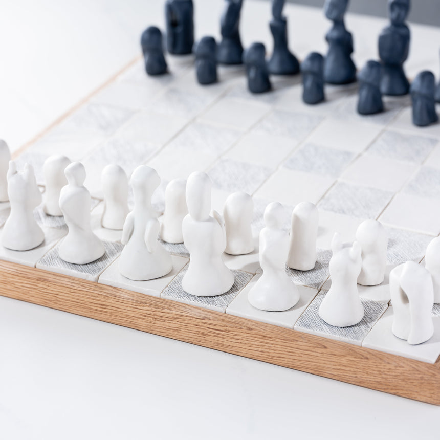 Jenny Poston - Modernist Porcelain Chess Set & Board Chess Set Day in the Life Gallery and Design Studio 