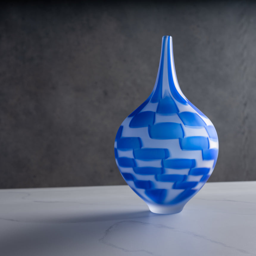 John Geci - Cobalt Checkered Vase Glass Bowl Day in the Life Gallery 