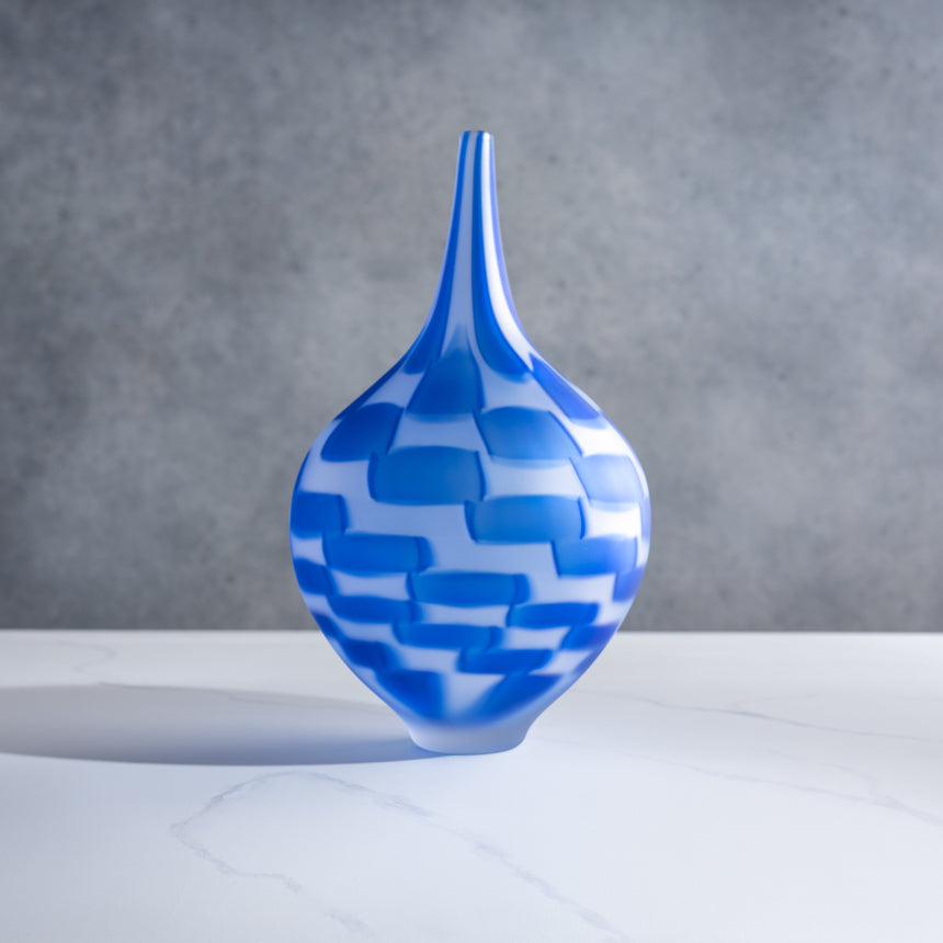 John Geci - Cobalt Checkered Vase Glass Bowl Day in the Life Gallery 