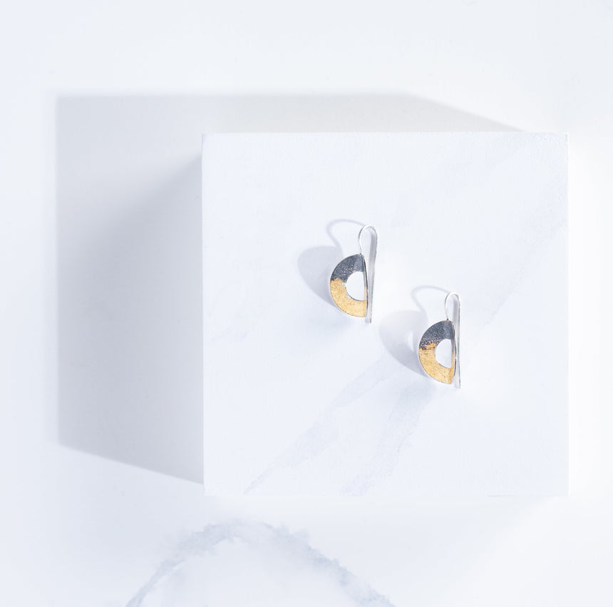 Marie-Hélène Rake - Oxidized Silver and Gold Circle Earrings Earring Day in the Life Gallery 