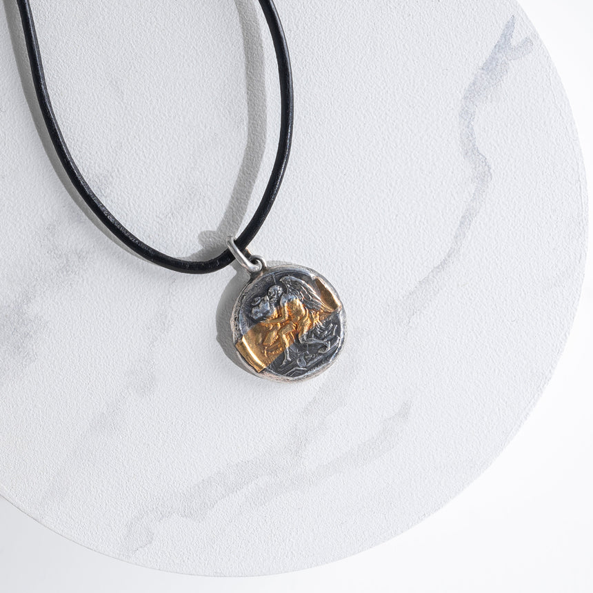 Olithica - Silver and Gold Chronus Pendant Silver Pendant Necklace Day in the Life Gallery 