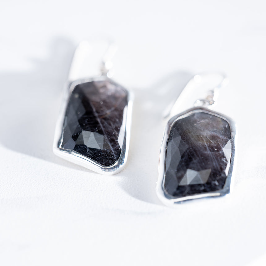 Sara Thompson - Large Grey Sapphire Earrings Earring Day in the Life Gallery 