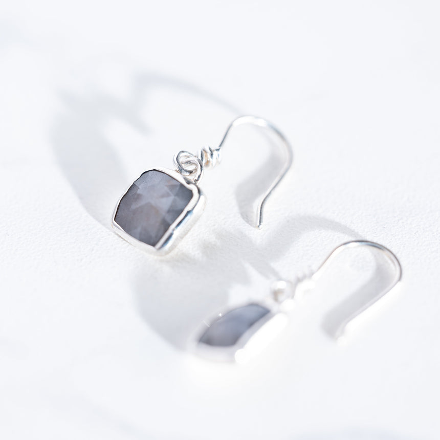 Sara Thompson - Light Grey Sapphire Earrings Earring Day in the Life Gallery 