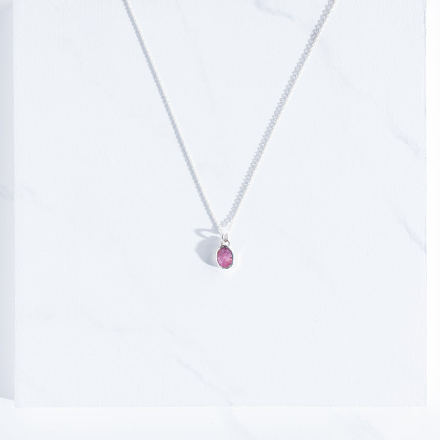 Sara Thompson - Oval Pink Sapphire Necklace Necklace Day in the Life Gallery 